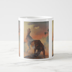 Taza De Café Gigante Dinosaurios antiguos, Carnotaurus rugiendo en la s