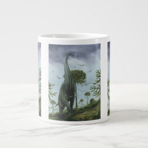 Taza De Café Gigante Dinosaurios Antiguos, Sauroposeidon con Aves Volan