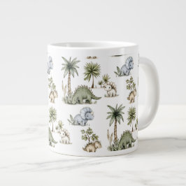 Taza De Café Gigante Dinosaurios Bebés Adorables en Acuarela