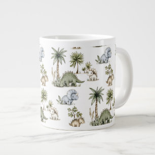Taza De Café Gigante Dinosaurios Bebés Adorables en Acuarela