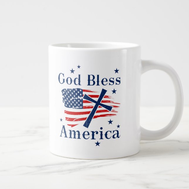 Taza De Café Gigante Dios bendiga a Estados Unidos (Derecha)