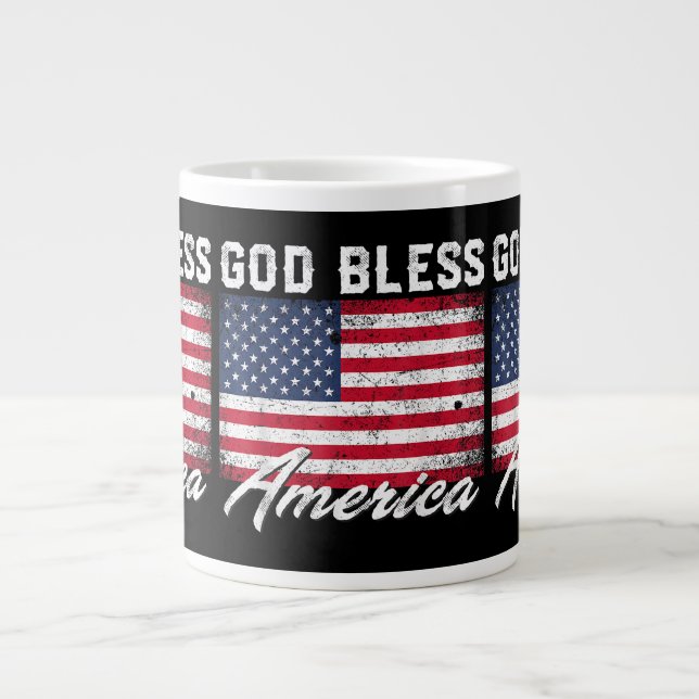 Taza De Café Gigante Dios bendiga a Estados Unidos Bandera de Estados U (Frente)