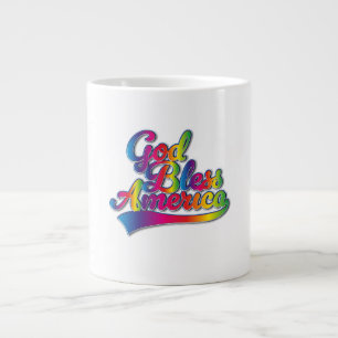 Taza De Café Gigante Dios bendiga el logo del arco iris de América