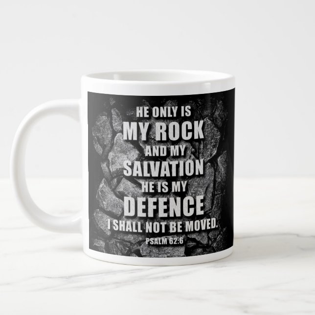Taza De Café Gigante DIOS Mi Rock y Salvación - Fe Cristiana Verse  (Izquierda)