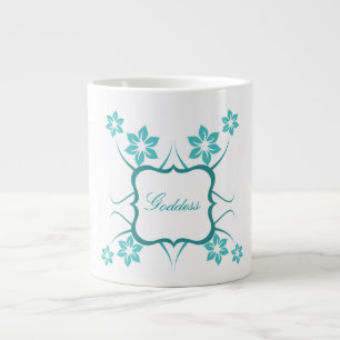 Taza De Café Gigante Diosa floral Jumbo Mug, Verde azulado