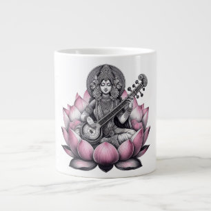 Taza De Café Gigante Diosa Saraswati en Lotus