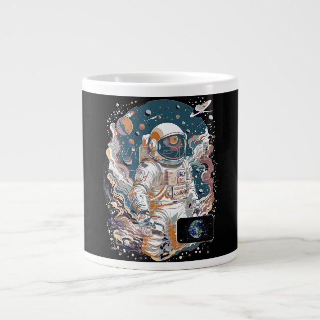 Taza De Café Gigante Diseño astronauta mundial (Frente)