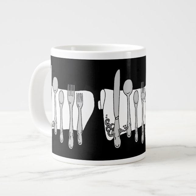 Taza De Café Gigante Diseño blanco negro de Silverware (Izquierda)