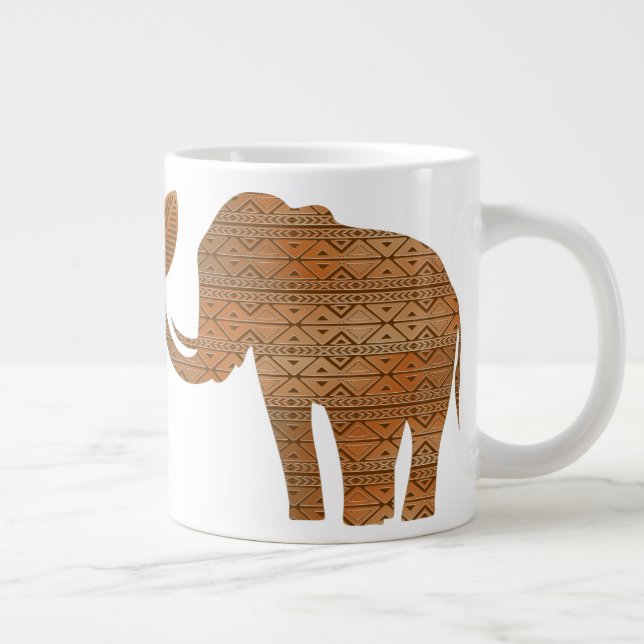 Taza De Café Gigante Diseño de arte tribal para elefantes (Derecha)