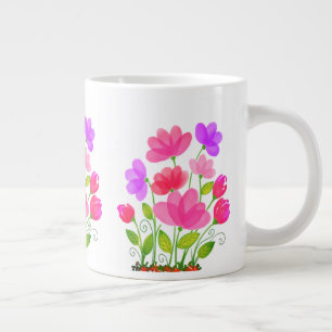 Taza De Café Gigante Diseño de Banquetes de Flores de Agua-42704