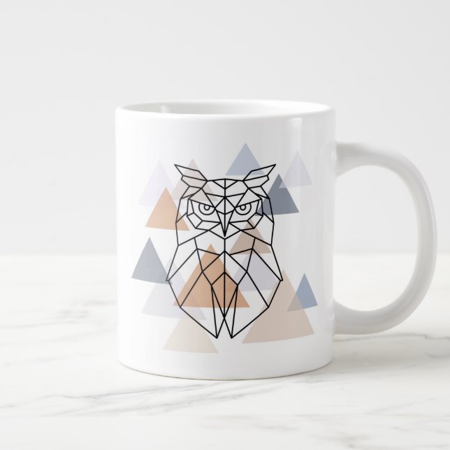Taza De Café Gigante Diseño de búho geométrico (Derecha)