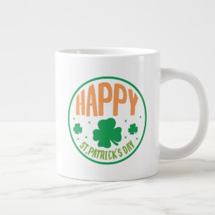 Taza De Café Gigante Diseño de círculo del día de San Patricio feliz