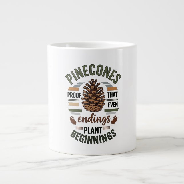 Taza De Café Gigante Diseño de cono de pino - La Promesa Evergreen (Frente)