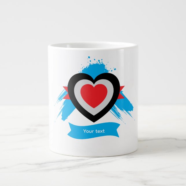 Taza De Café Gigante Diseño de corazón con texto personalizable (Frente)