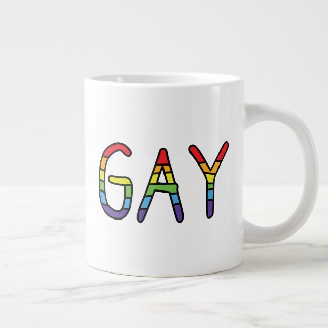 Taza De Café Gigante Diseño de Doodle Gay (Derecha)