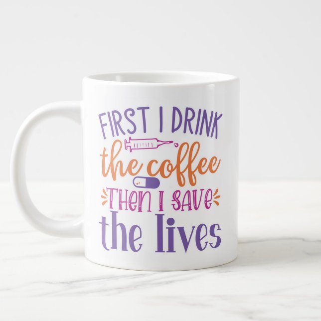 Taza De Café Gigante Diseño de enfermeras y Médicas de Guay (Izquierda)