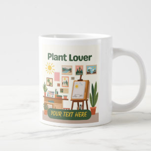 Taza De Café Gigante Diseño de espacio de trabajo creativo y vegetación