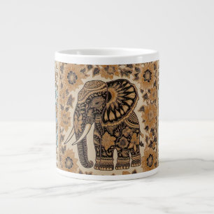 Taza De Café Gigante Diseño de estilo vintage para elefantes de Batik, 