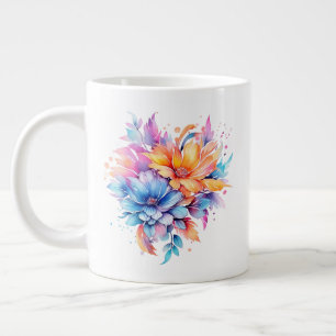 Taza De Café Gigante Diseño de flores florales acuarela-24683