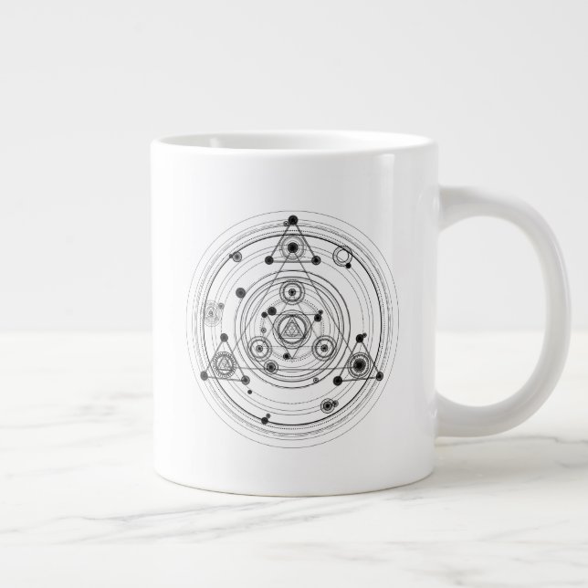 Taza De Café Gigante Diseño de geometría sagrada y alquimia geométrica (Derecha)