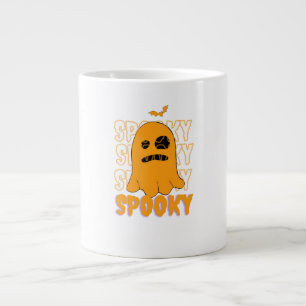 Taza De Café Gigante Diseño de Halloween de Fantasma Naranja Adorable T
