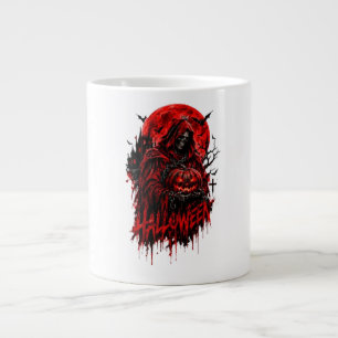 Taza De Café Gigante Diseño de Halloween de la Parca con Calabaza y Hor
