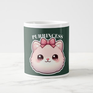 Taza De Café Gigante Diseño de lazo rosa lindo de gatito Princesa Cute