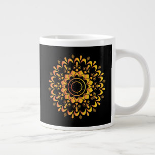 Taza De Café Gigante Diseño de Mandala Único Dorado-95747