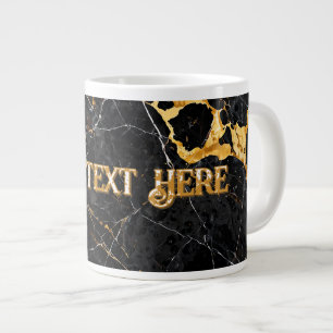 Taza De Café Gigante Diseño de mármol negro oro de lujo Nero Portoro