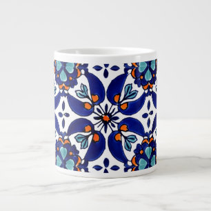 Taza De Café Gigante Diseño de mosaico Talavera Terracotta Mexicana No.