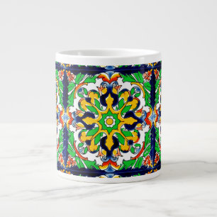 Taza De Café Gigante Diseño de mosaico Talavera Terracotta Mexicana No.