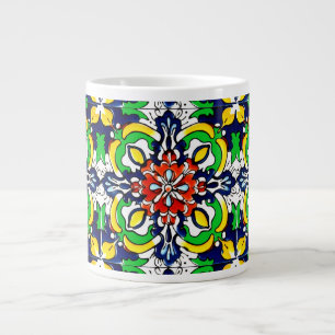 Taza De Café Gigante Diseño de mosaico Talavera Terracotta Mexicana No.