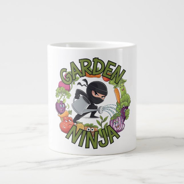 Taza De Café Gigante Diseño de Ninja Jardín - Gráfico divertido de jard (Frente)