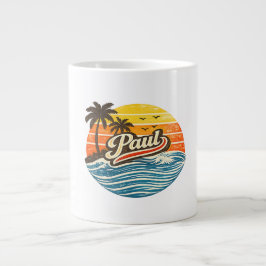 Taza De Café Gigante Diseño de nombre al atardecer Paul Retro