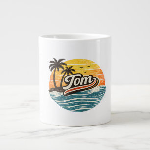 Taza De Café Gigante Diseño de nombre Tom Retro Sunset