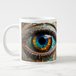 Taza De Café Gigante Diseño de ojos de cristal manchado de mosaico cúci