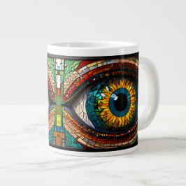 Taza De Café Gigante Diseño de ojos de cristal manchado de mosaico cúci