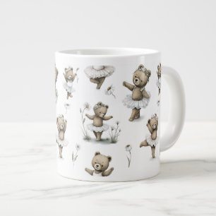 Taza De Café Gigante Diseño de oso bailarín de acuarela adorable con tu