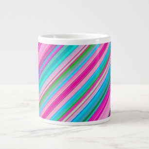 Taza De Café Gigante Diseño de patrón de franja de arcoíris vibrante