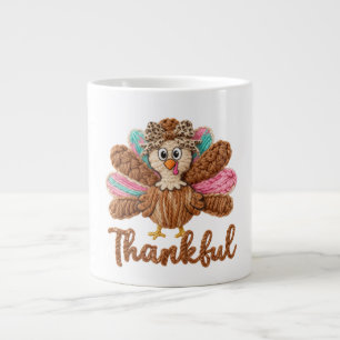 Taza De Café Gigante Diseño de pavo agradecido: ganchillo de estambre c