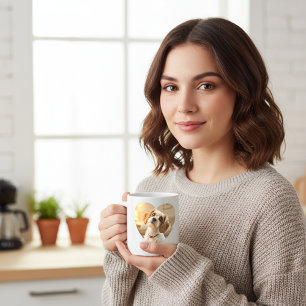 Taza De Café Gigante Diseño de Perro en Forma de Corazón – “Felicidad e