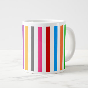 Taza De Café Gigante Diseño de rayas de arcoíris coloridas - Blanco 