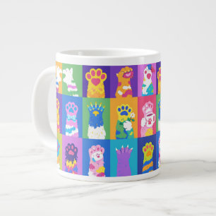 Taza De Café Gigante Diseño de rejilla de pata de gato de arte pop colo