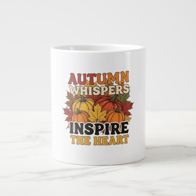 Taza De Café Gigante Diseño de susurros de otoño con camiseta triple me (Frente)