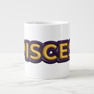 Taza De Café Gigante Diseño de texto del signo zodiacal Piscis