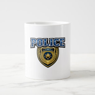 Taza De Café Gigante Diseño de texto en negrita de insignia de policía