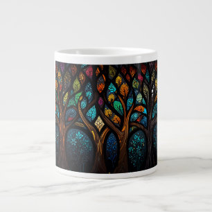 Taza De Café Gigante Diseño del efecto mosaico colorido del árbol de vi