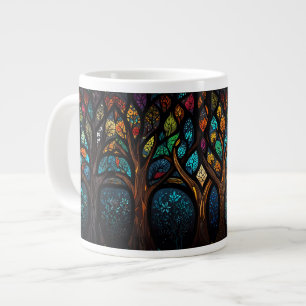 Taza De Café Gigante Diseño del efecto mosaico colorido del árbol de vi