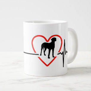 Taza De Café Gigante diseño del latido del corazón de great dane