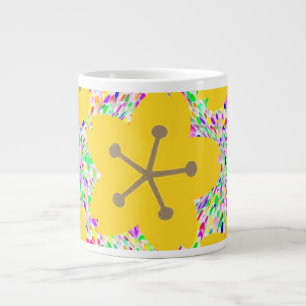 Taza De Café Gigante Diseño Disco Floral Amarillo Groovy